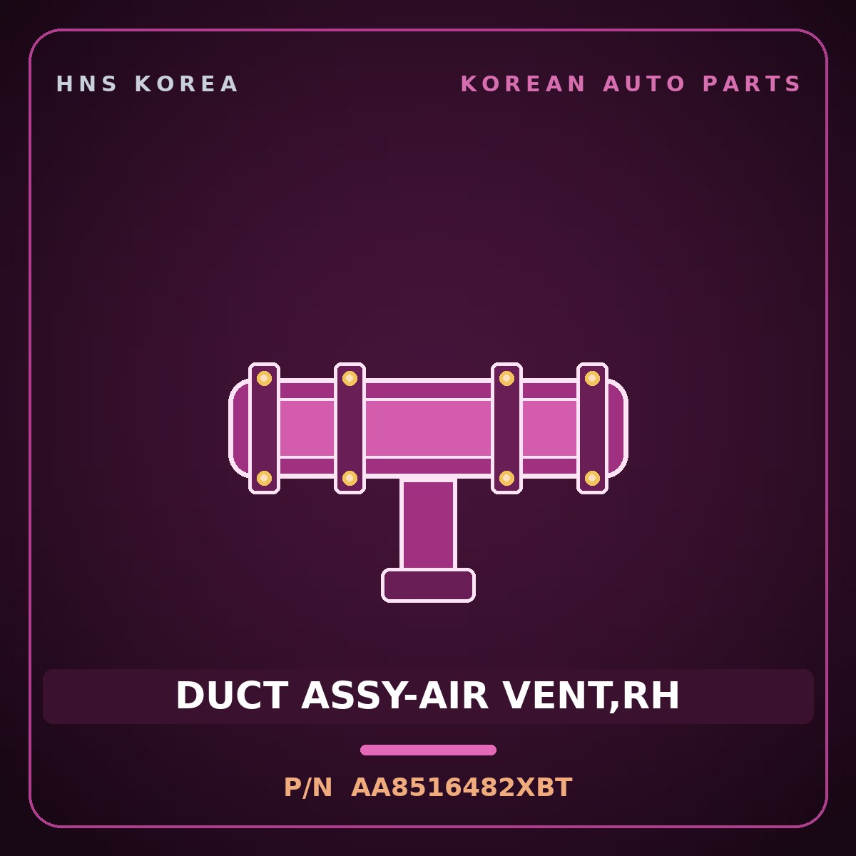 Genuine Mobis DUCT ASSY-AIR VENT,RH AA8516482XBT for Power Combi 1998 HNS Parts Korea