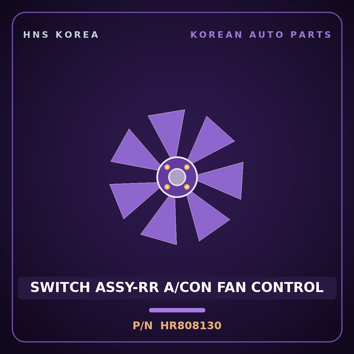 Genuine Mobis SWITCH ASSY-RR A/CON FAN CONTROL HR808130 for Galloper 1990 HNS Parts Korea