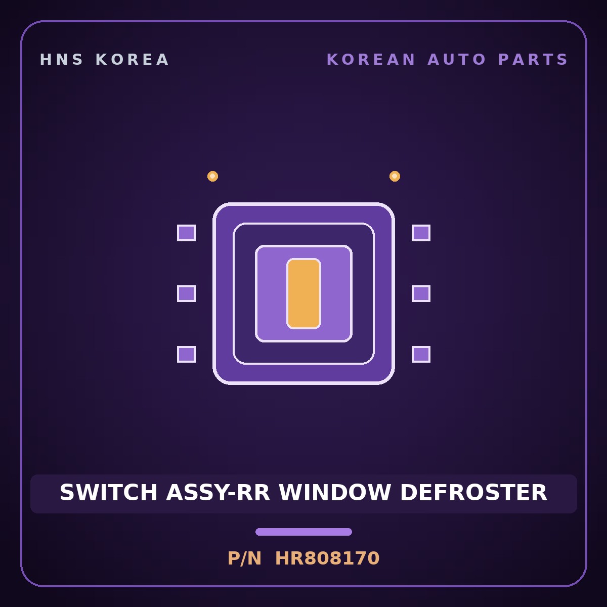 Genuine Mobis SWITCH ASSY-RR WINDOW DEFROSTER HR808170 for Galloper 1990 HNS Parts Korea