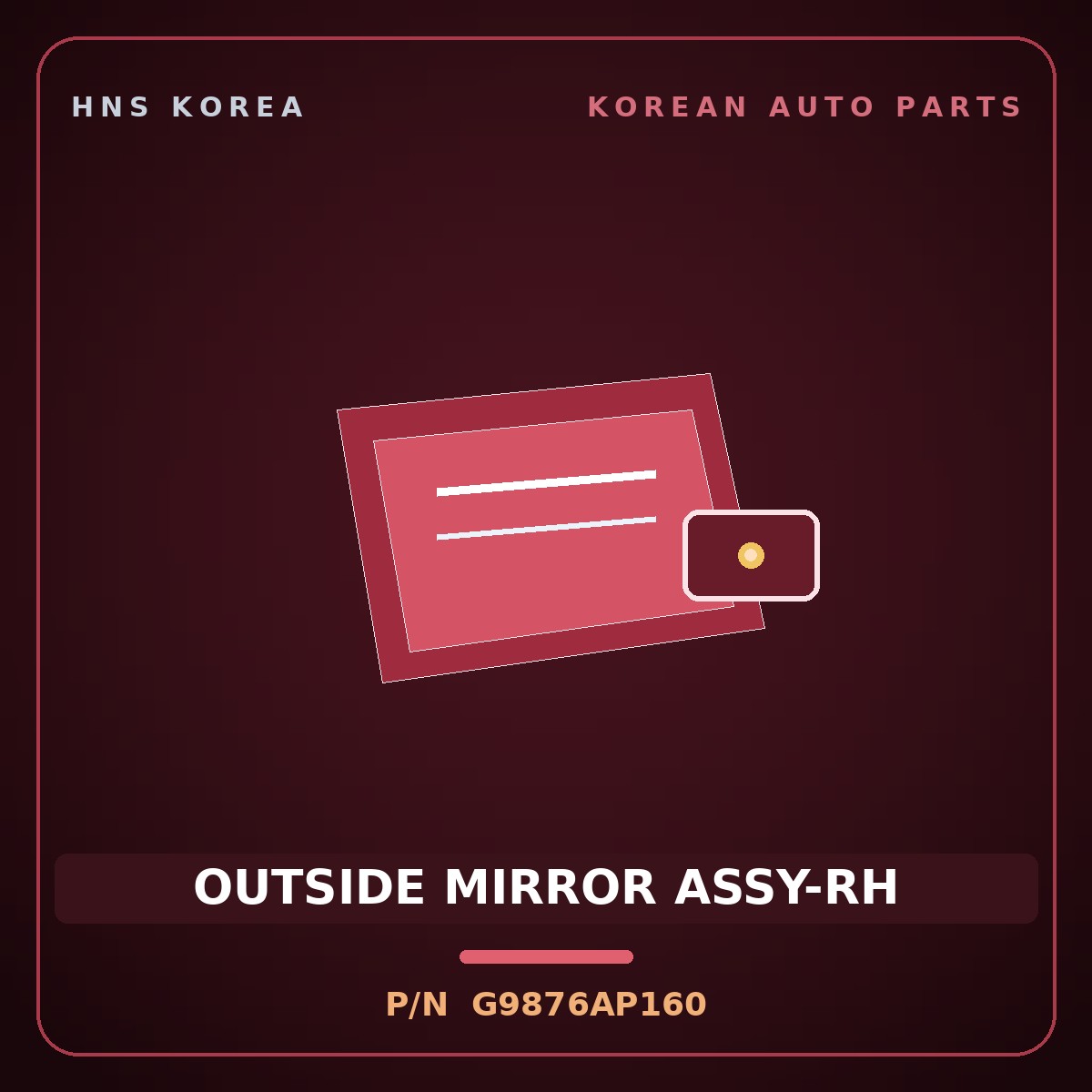 Genuine Mobis OUTSIDE MIRROR ASSY-RH G9876AP160 for G70 2017 HNS Parts Korea