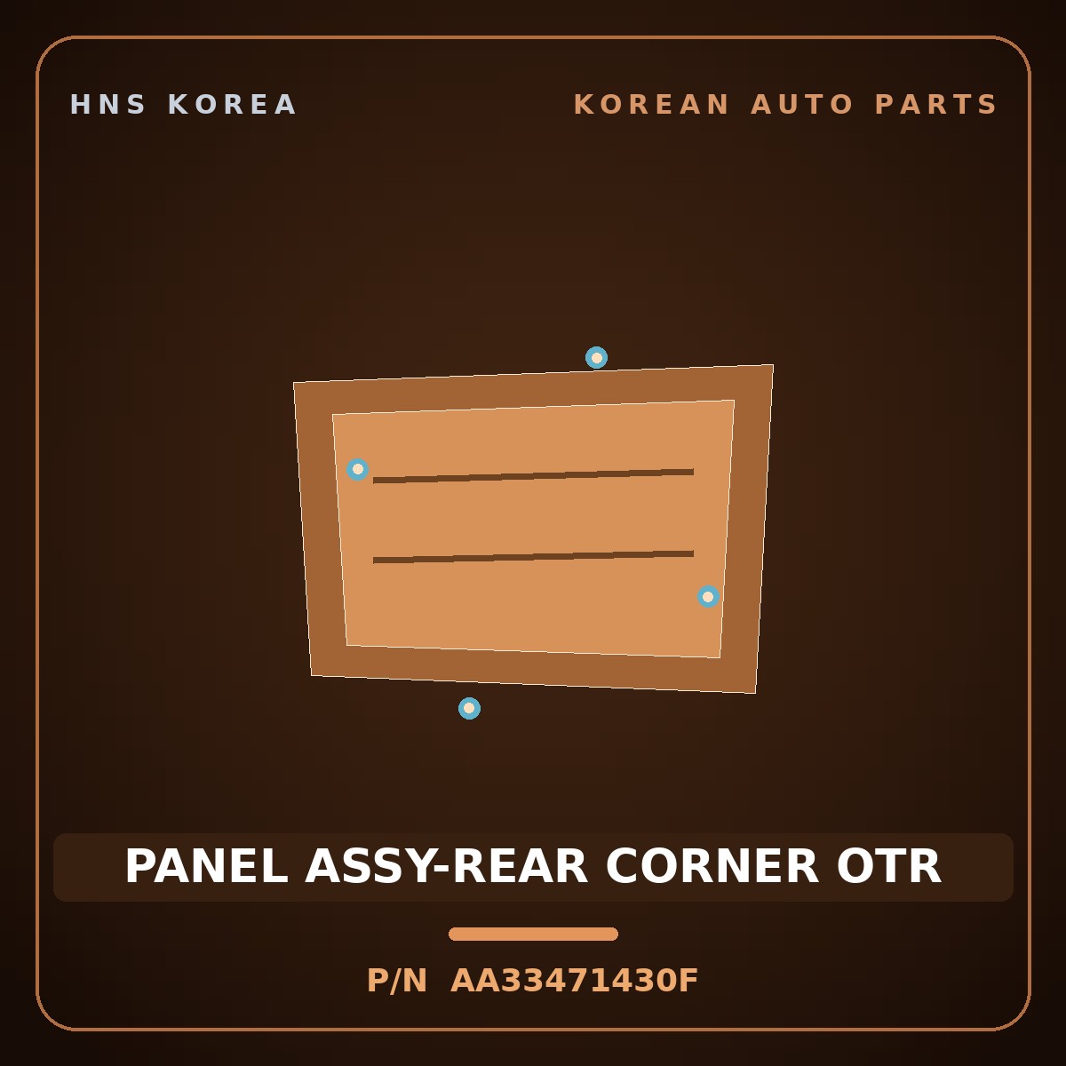 Genuine Mobis PANEL ASSY-REAR CORNER OTR AA33471430F for Retona 1999 HNS Parts Korea