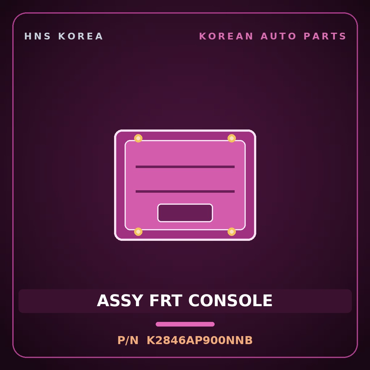 Genuine Mobis ASSY FRT CONSOLE K2846AP900NNB for Venue 2019 HNS Parts Korea