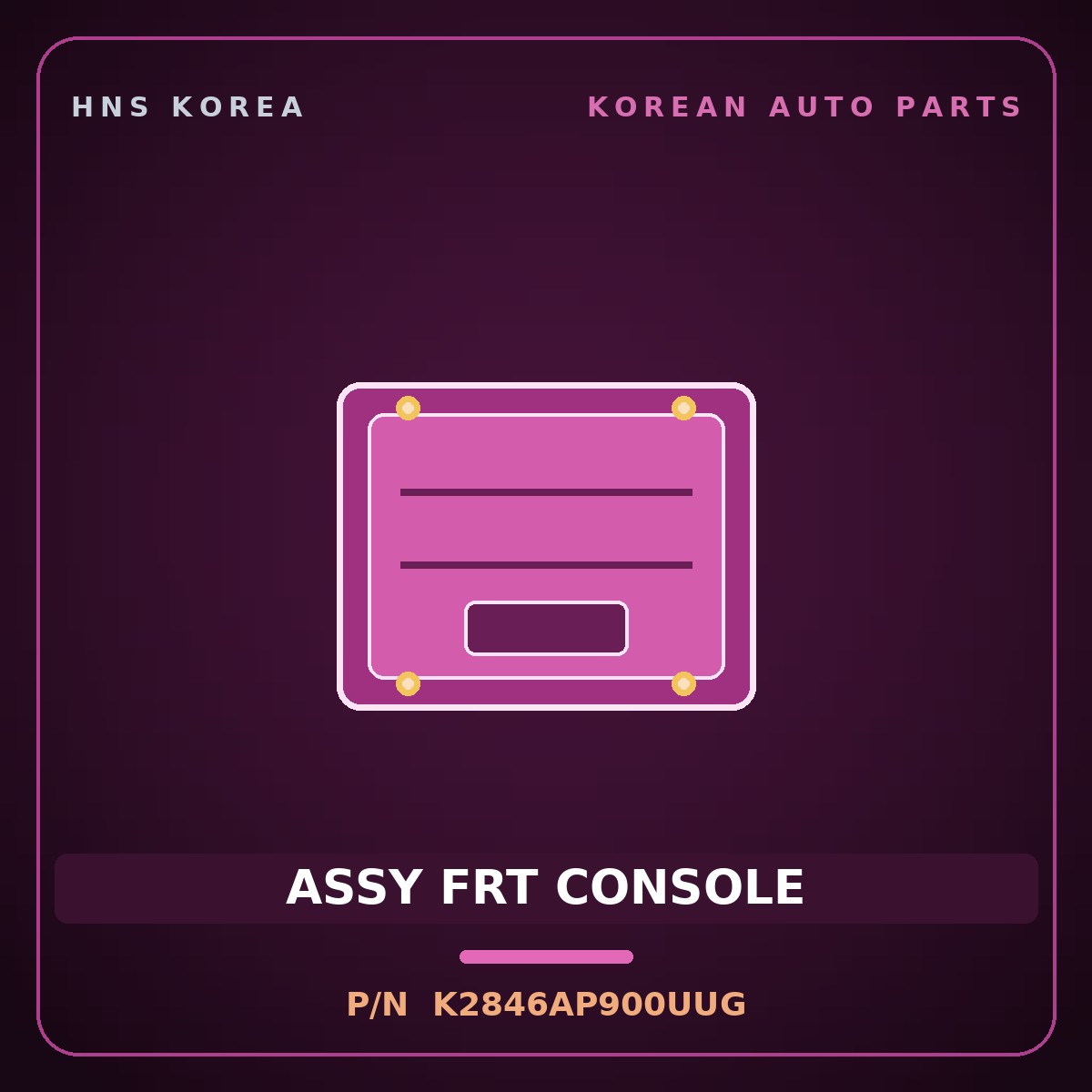 Genuine Mobis ASSY FRT CONSOLE K2846AP900UUG for Venue 2019 HNS Parts Korea