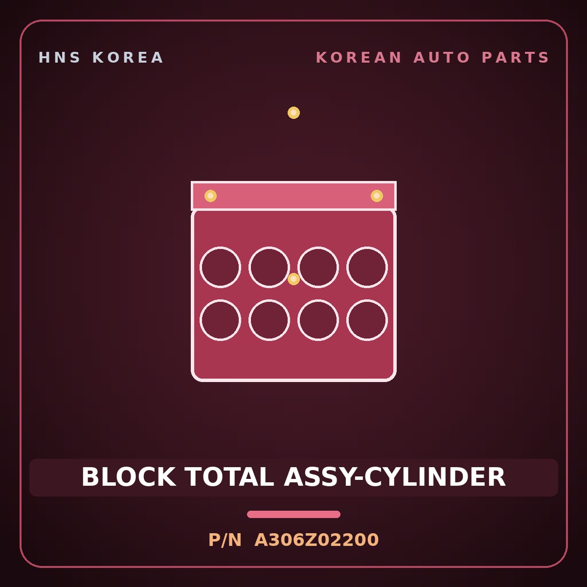 Genuine Mobis BLOCK TOTAL ASSY-CYLINDER A306Z02200 for Aerotown 1998 HNS Parts Korea