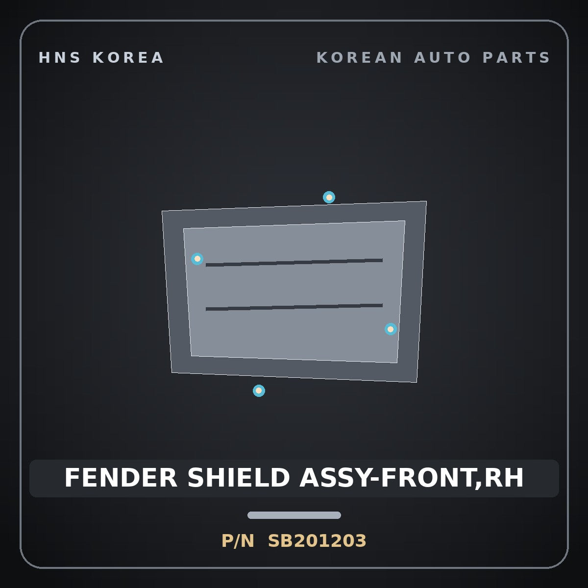 Genuine Mobis FENDER SHIELD ASSY-FRONT,RH SB201203 for Galloper 1990 HNS Parts Korea