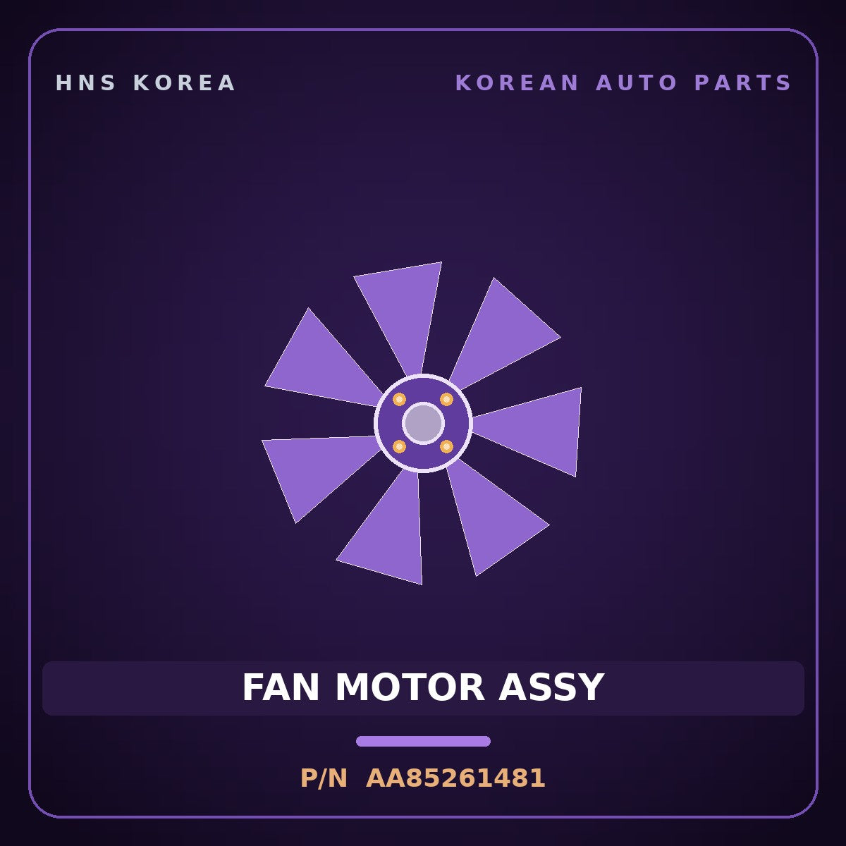 Genuine Mobis FAN MOTOR ASSY AA85261481 for Power Combi 1998 HNS Parts Korea