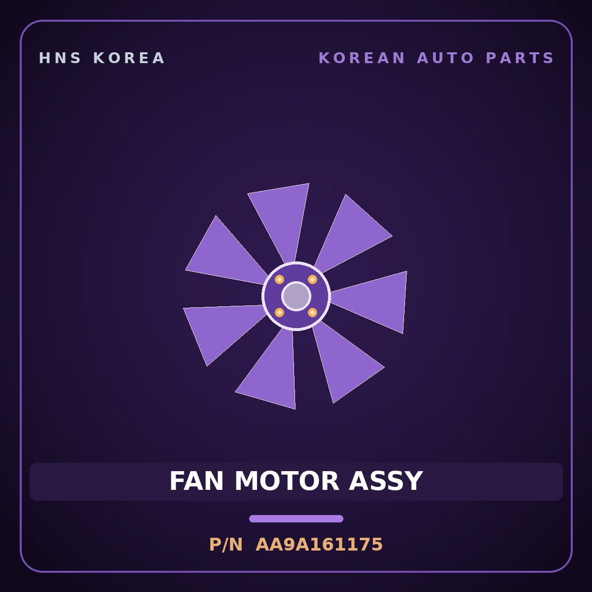 Genuine Mobis FAN MOTOR ASSY AA9A161175 for Granbird 2001 HNS Parts Korea