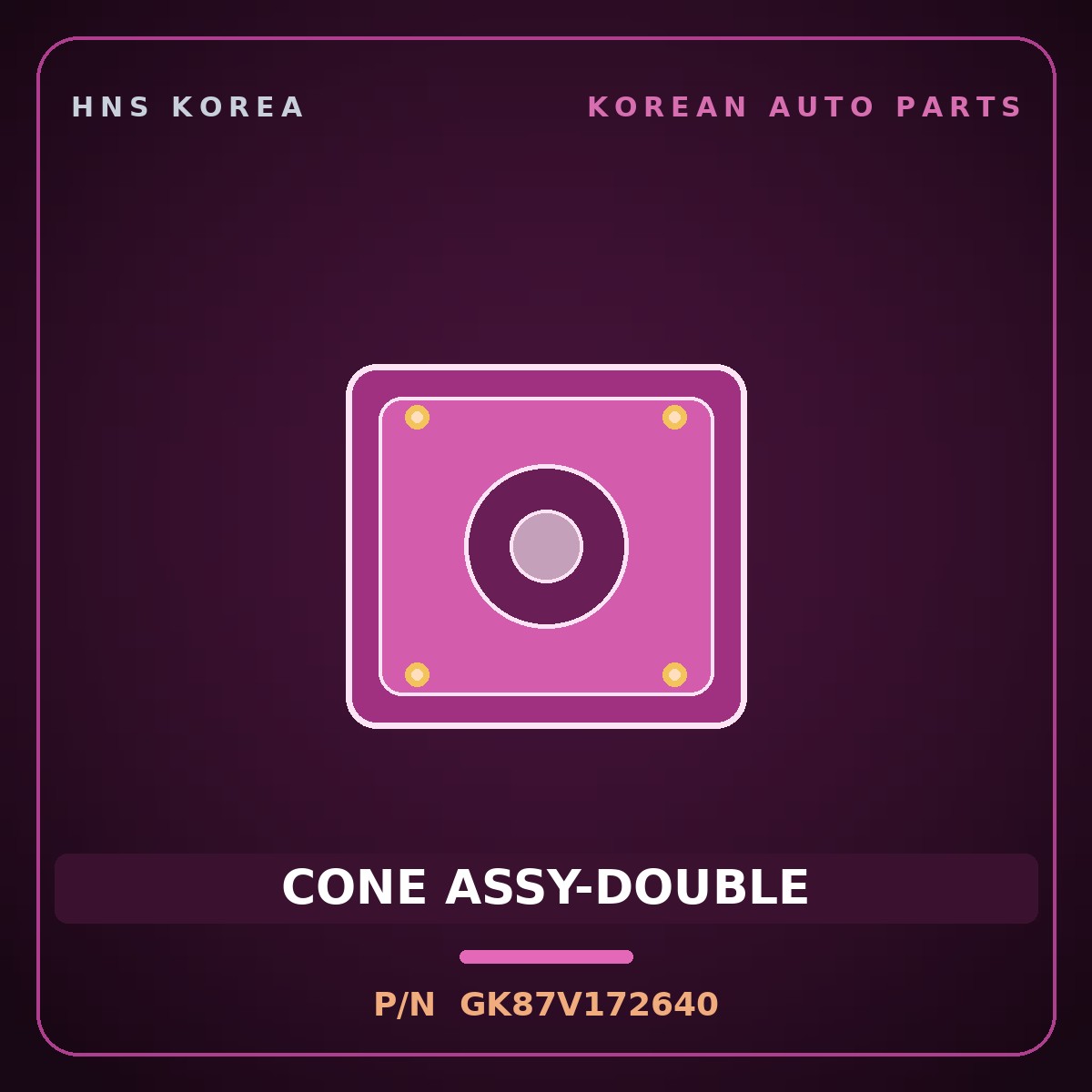 Genuine Mobis CONE ASSY-DOUBLE GK87V172640 for Mega Truck 2004 HNS Parts Korea