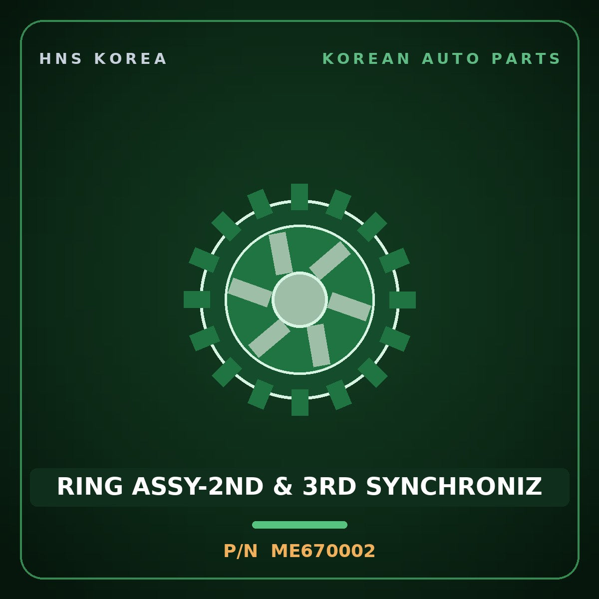Genuine Mobis RING ASSY-2ND & 3RD SYNCHRONIZ ME670002 for 11-Ton Truck 2000 HNS Parts Korea