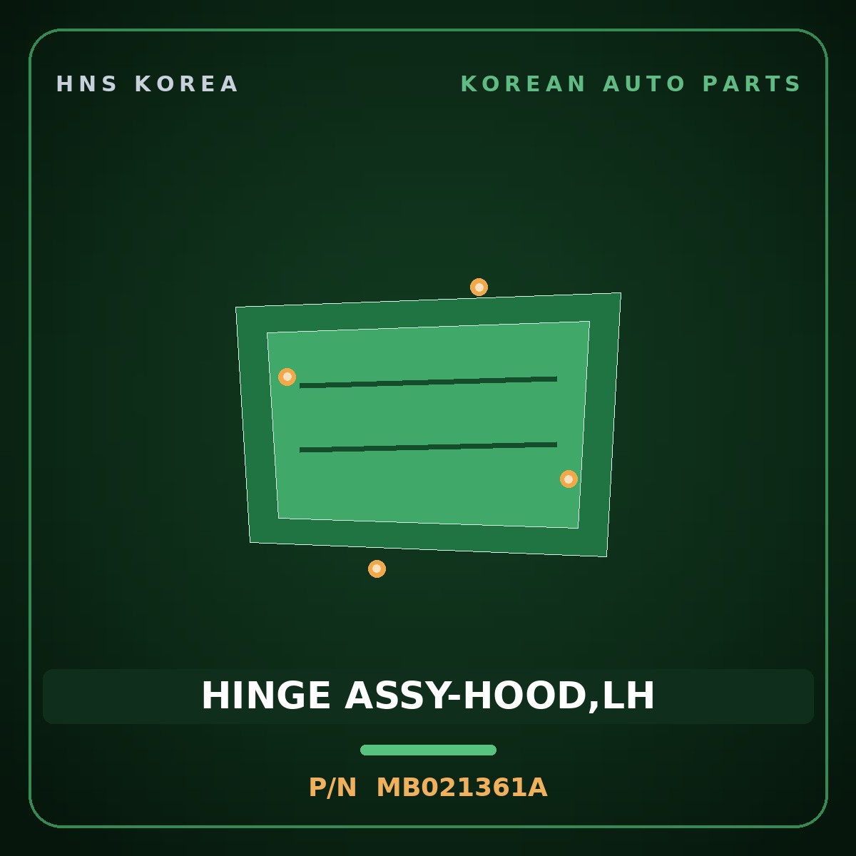 Genuine Mobis HINGE ASSY-HOOD,LH MB021361A for Galloper 1990 HNS Parts Korea