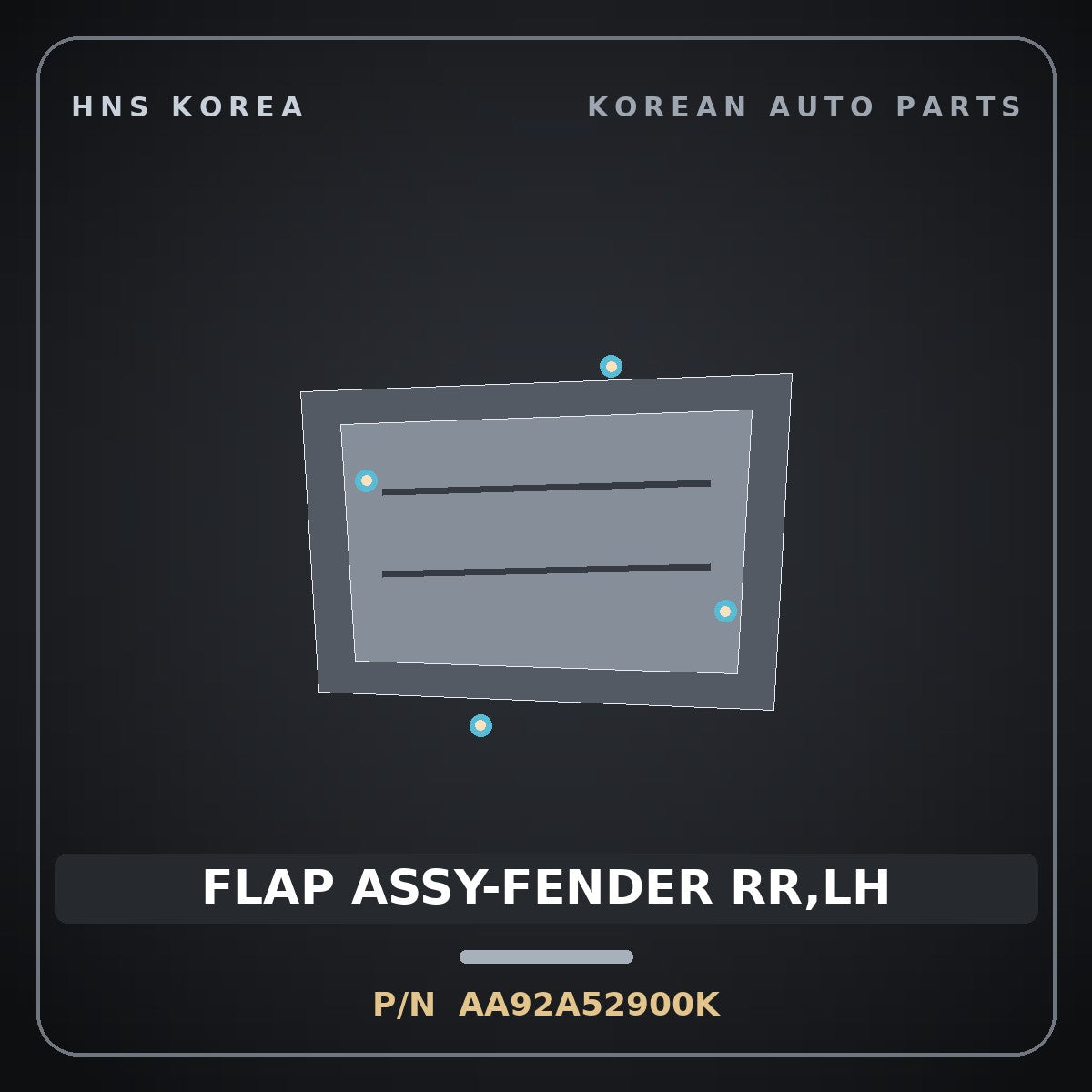 Genuine Mobis FLAP ASSY-FENDER RR,LH AA92A52900K for Granbird 2001 HNS Parts Korea
