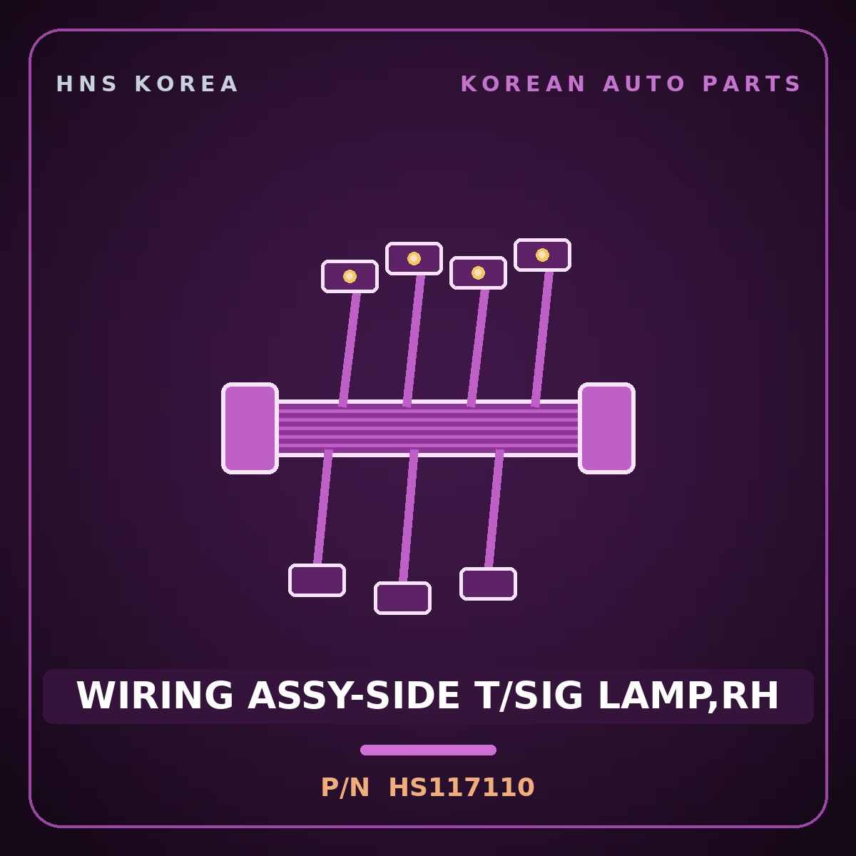 Genuine Mobis WIRING ASSY-SIDE T/SIG LAMP,RH HS117110 for Galloper 1990 HNS Parts Korea