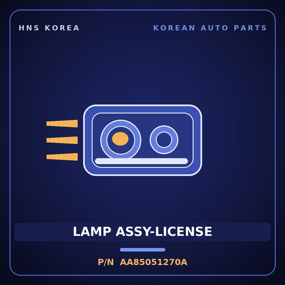 Genuine Mobis LAMP ASSY-LICENSE AA85051270A for Power Combi 1998 HNS Parts Korea