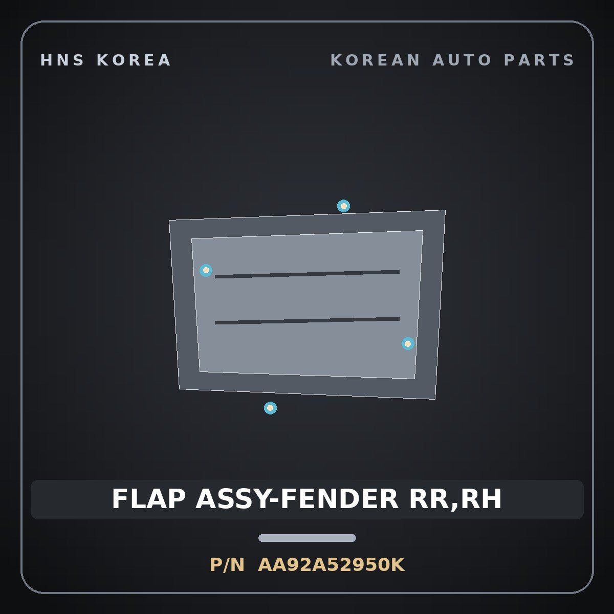 Genuine Mobis FLAP ASSY-FENDER RR,RH AA92A52950K for Granbird 2001 HNS Parts Korea