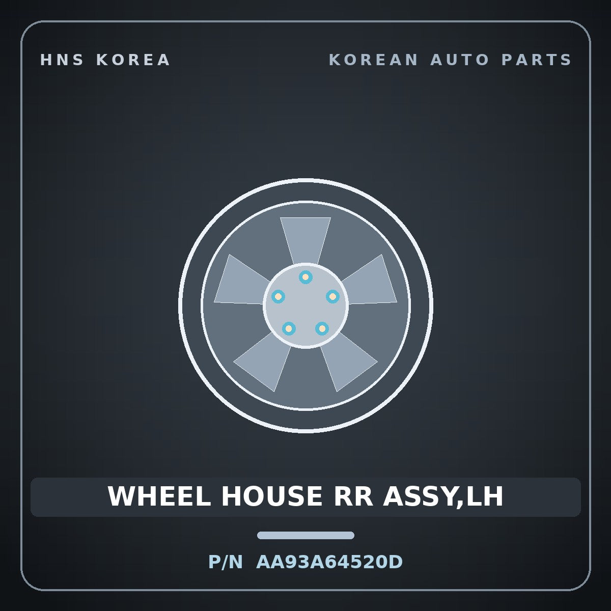 Genuine Mobis WHEEL HOUSE RR ASSY,LH AA93A64520D for Granbird 2001 HNS Parts Korea