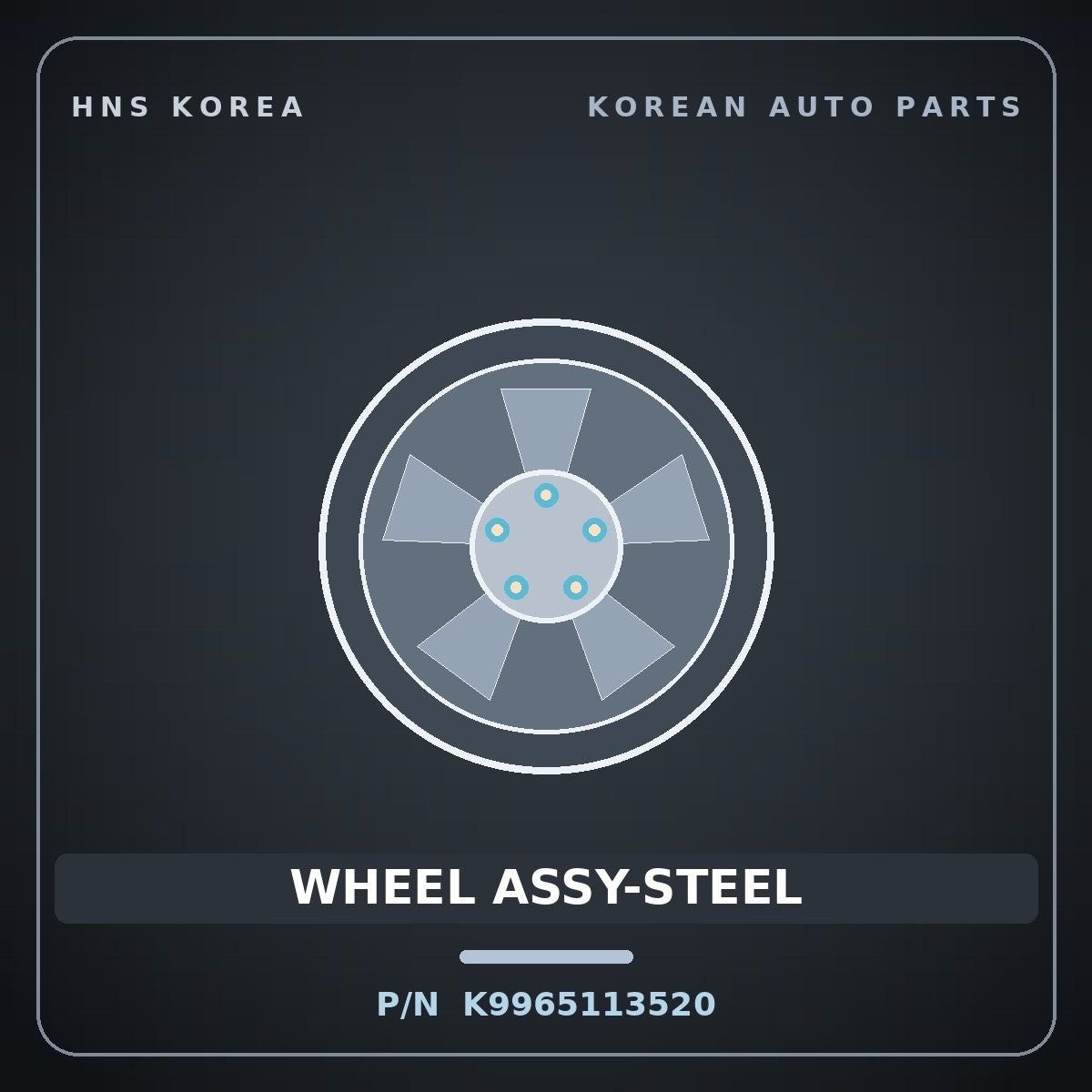 Genuine Mobis WHEEL ASSY-STEEL K9965113520 for Bongo 1997 HNS Parts Korea