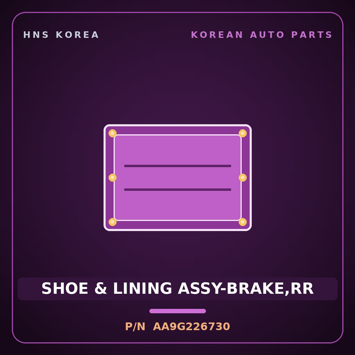 Genuine Mobis SHOE & LINING ASSY-BRAKE,RR AA9G226730 for Granbird 2001 HNS Parts Korea