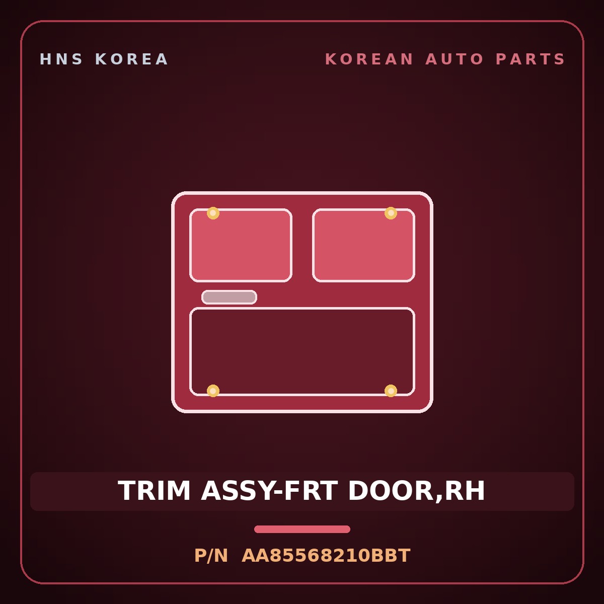 Genuine Mobis TRIM ASSY-FRT DOOR,RH AA85568210BBT for Power Combi 1998 HNS Parts Korea