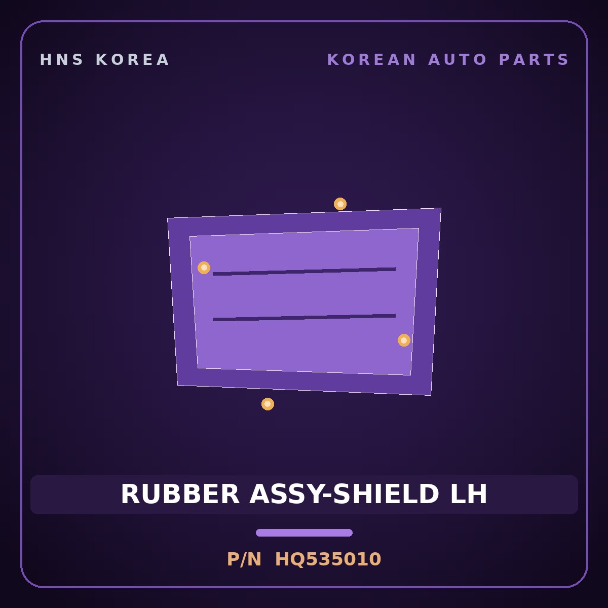 Genuine Mobis RUBBER ASSY-SHIELD LH HQ535010 for Galloper 1990 HNS Parts Korea
