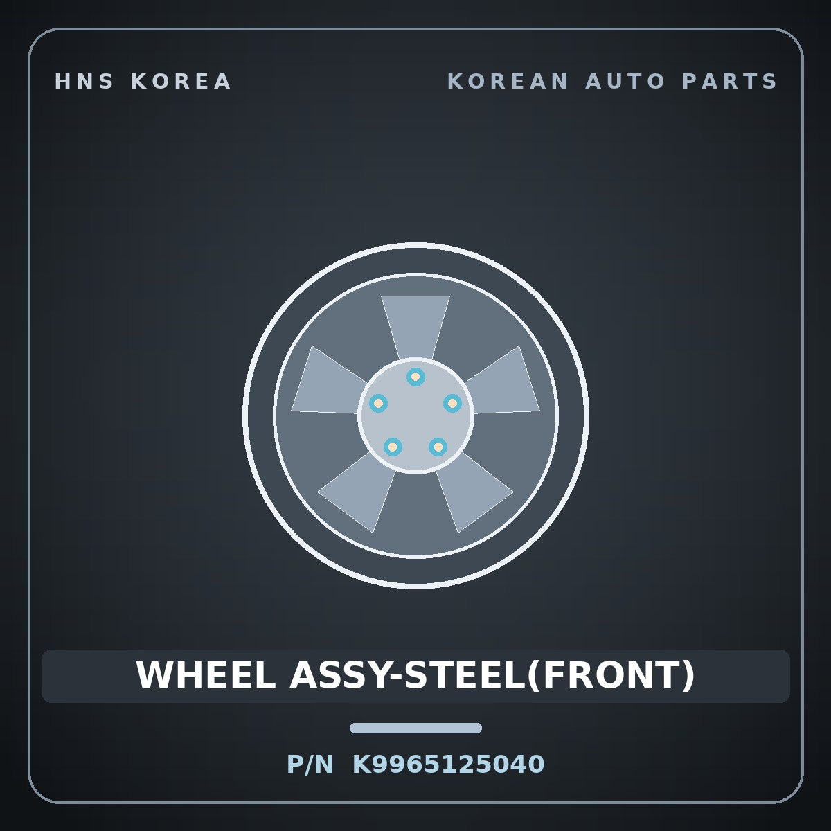 Genuine Mobis WHEEL ASSY-STEEL(FRONT) K9965125040 for Bongo 1997 HNS Parts Korea