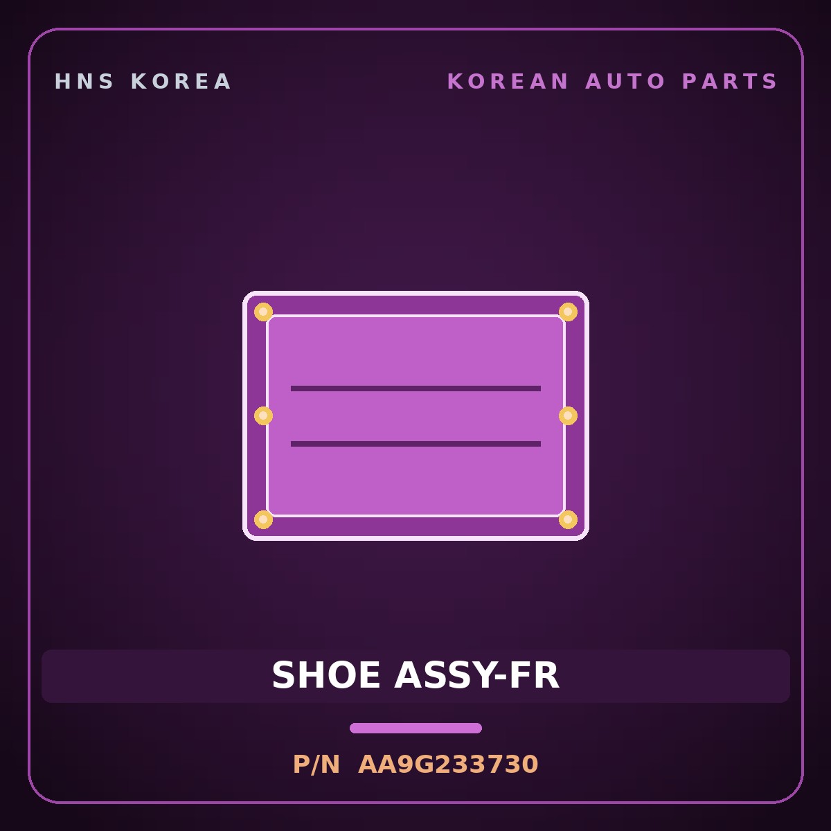 Genuine Mobis SHOE ASSY-FR AA9G233730 for Granbird 2001 HNS Parts Korea