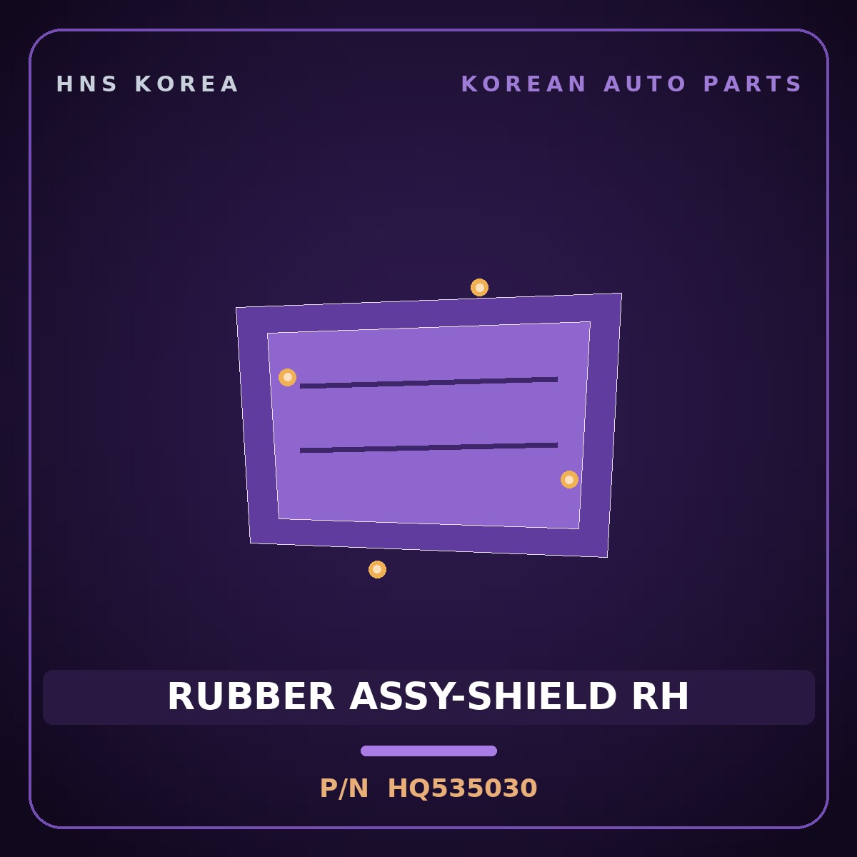 Genuine Mobis RUBBER ASSY-SHIELD RH HQ535030 for Galloper 1990 HNS Parts Korea