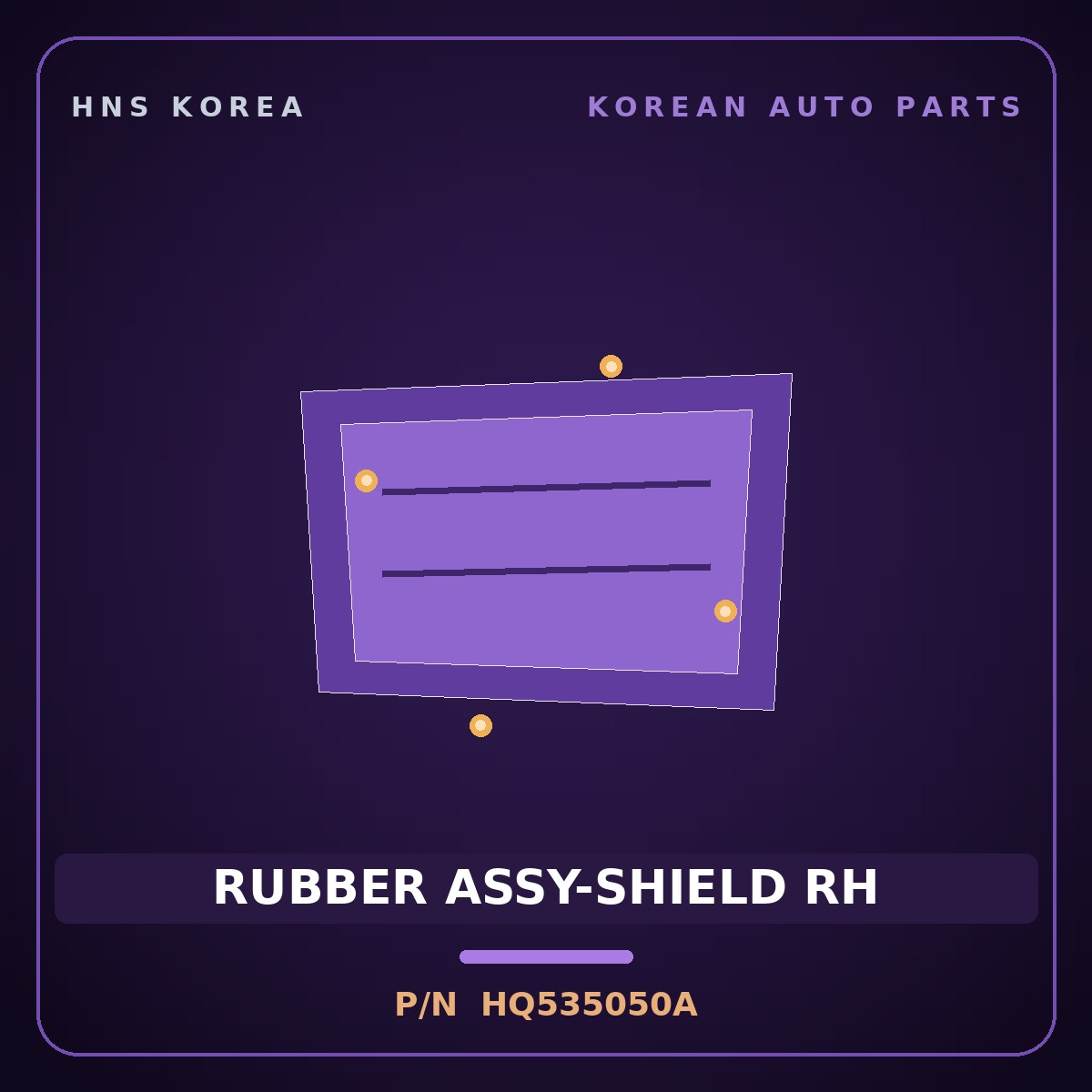Genuine Mobis RUBBER ASSY-SHIELD RH HQ535050A for Galloper 1990 HNS Parts Korea