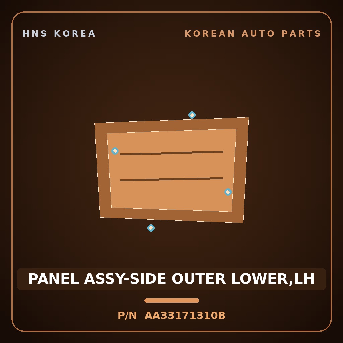 Genuine Mobis PANEL ASSY-SIDE OUTER LOWER,LH AA33171310B for Retona 1999 HNS Parts Korea