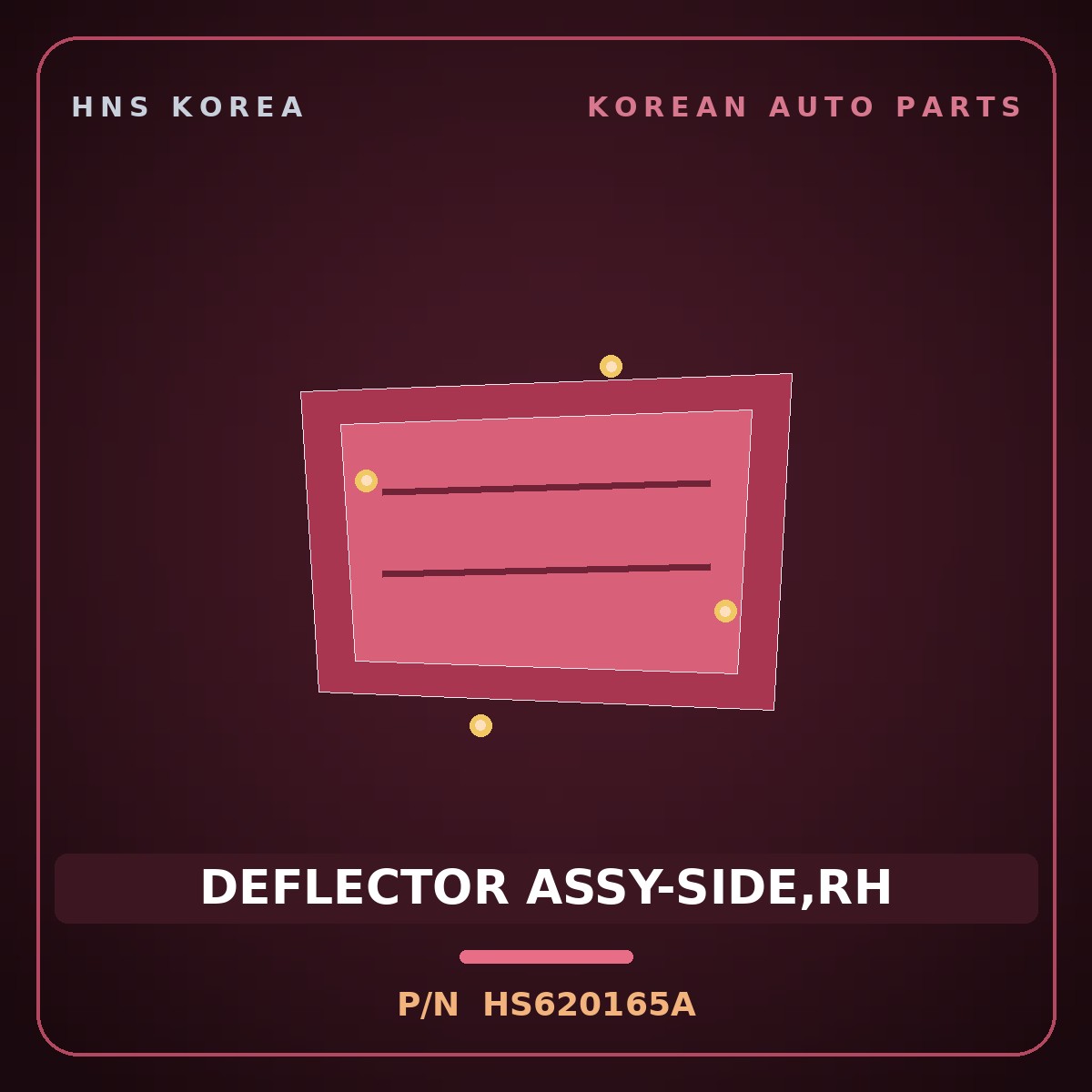 Genuine Mobis DEFLECTOR ASSY-SIDE,RH HS620165A for Galloper 1990 HNS Parts Korea