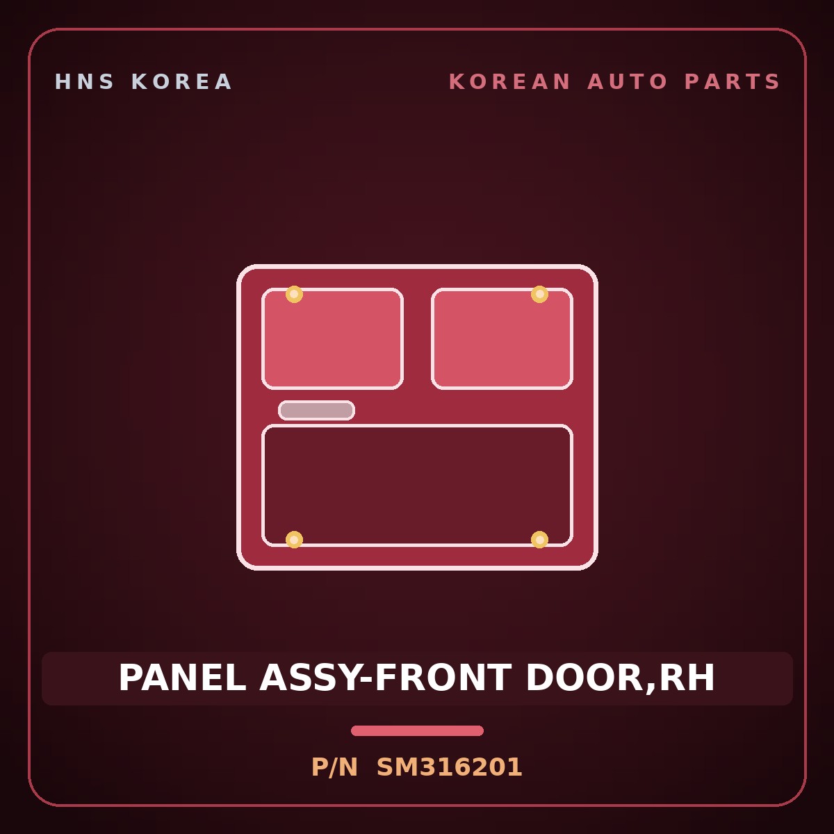 Genuine Mobis PANEL ASSY-FRONT DOOR,RH SM316201 for Galloper 1990 HNS Parts Korea