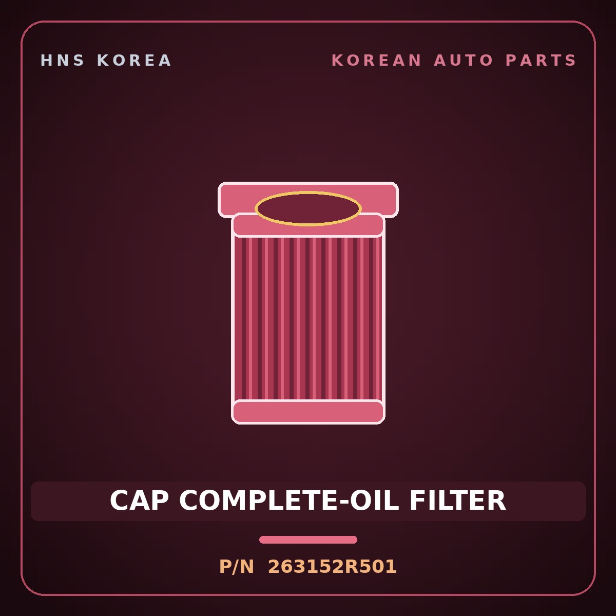 Genuine Mobis CAP COMPLETE-OIL FILTER 263152R501 for G80 2020 HNS Parts Korea