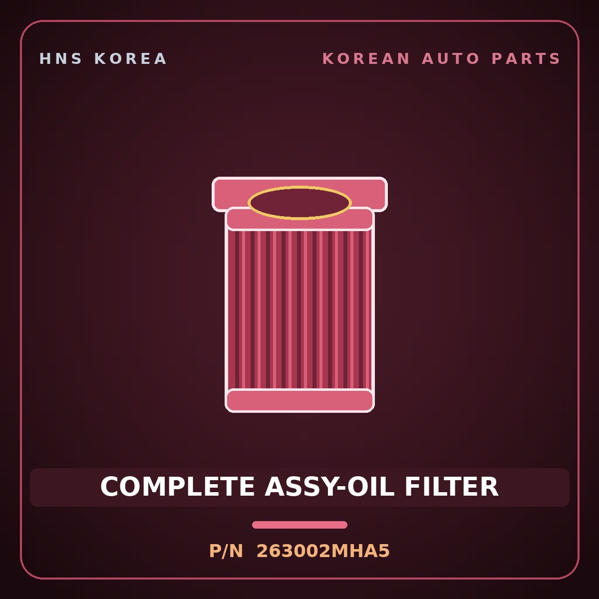 Genuine Mobis COMPLETE ASSY-OIL FILTER 263002MHA5 for Carnival 2020 HNS Parts Korea