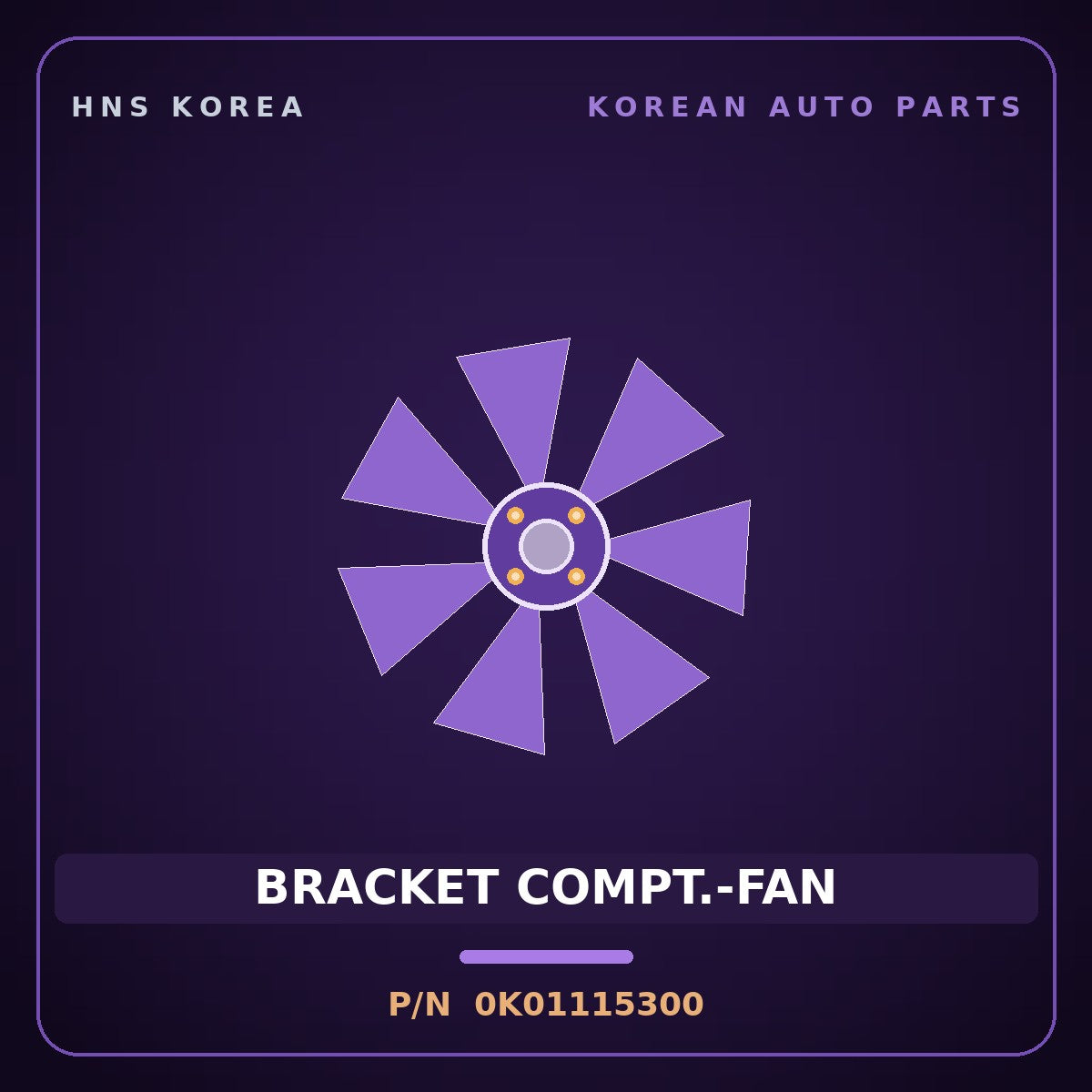 Genuine Mobis BRACKET COMPT.-FAN 0K01115300 for Retona 1999 HNS Parts Korea