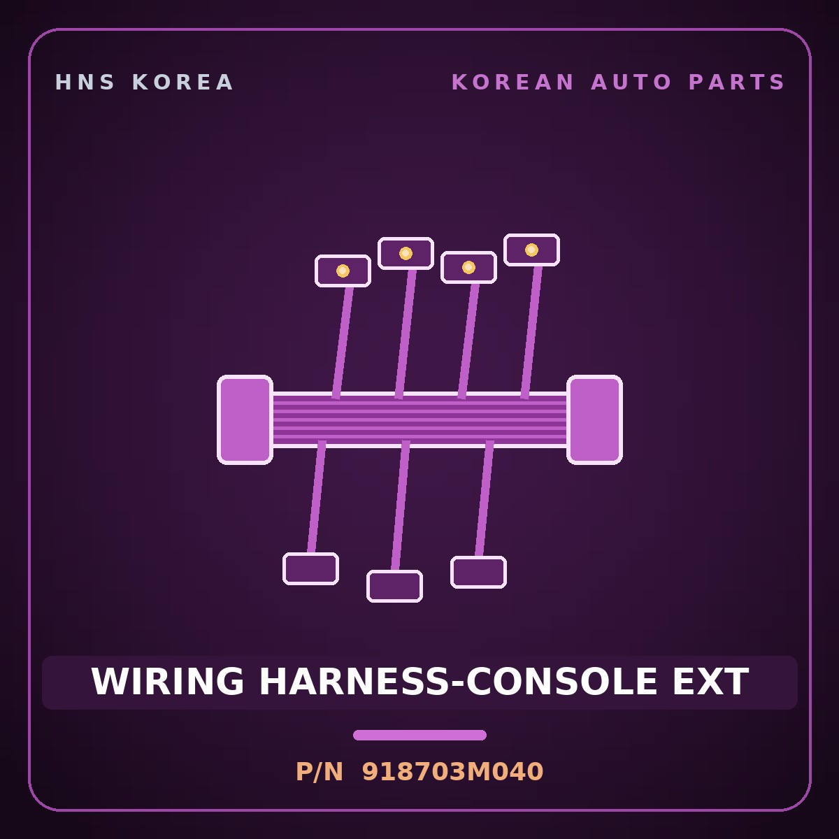 Genuine Mobis WIRING HARNESS-CONSOLE EXT 918703M040 for Genesis 2007 HNS Parts Korea