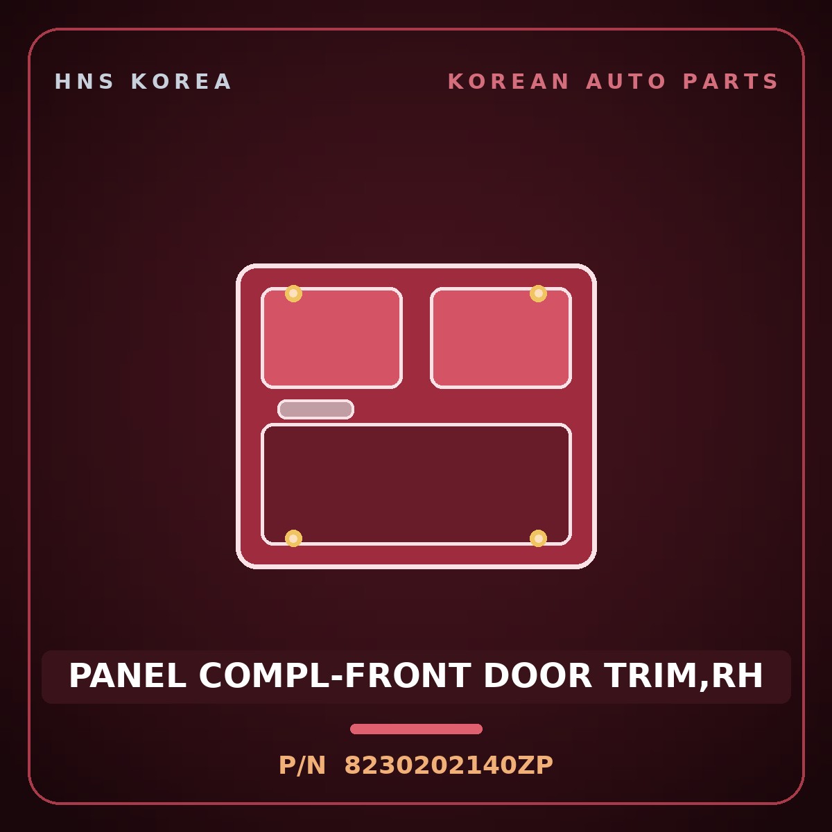 Genuine Mobis PANEL COMPL-FRONT DOOR TRIM,RH 8230202140ZP for Atos 1998 HNS Parts Korea