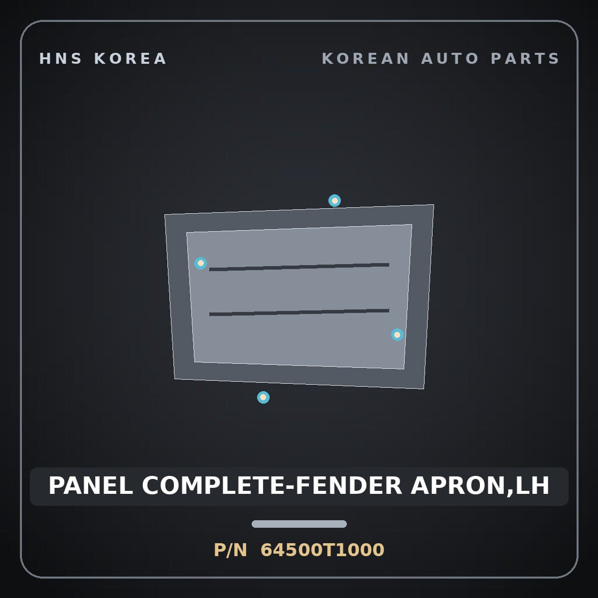 Genuine Mobis PANEL COMPLETE-FENDER APRON,LH 64500T1000 for G80 2020 HNS Parts Korea
