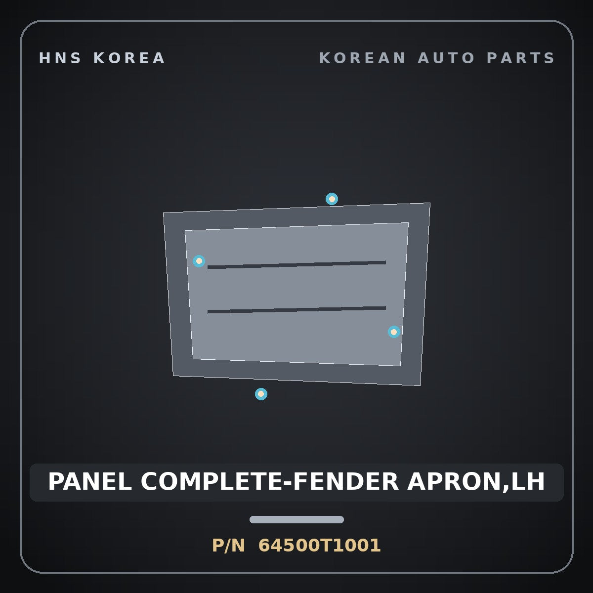 Genuine Mobis PANEL COMPLETE-FENDER APRON,LH 64500T1001 for G80 2020 HNS Parts Korea