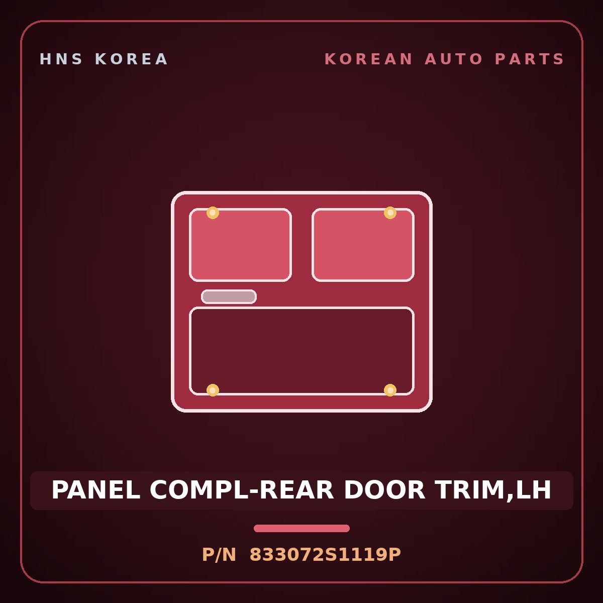 Genuine Mobis PANEL COMPL-REAR DOOR TRIM,LH 833072S1119P for Tucson 2010 HNS Parts Korea
