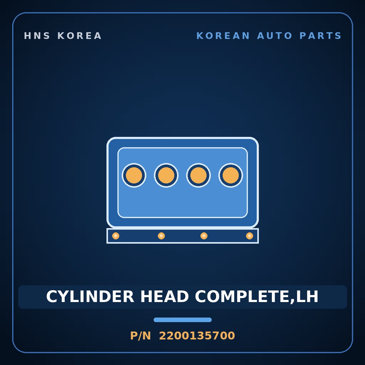 Genuine Mobis CYLINDER HEAD COMPLETE,LH 2200135700 for Dynasty 1992 HNS Parts Korea