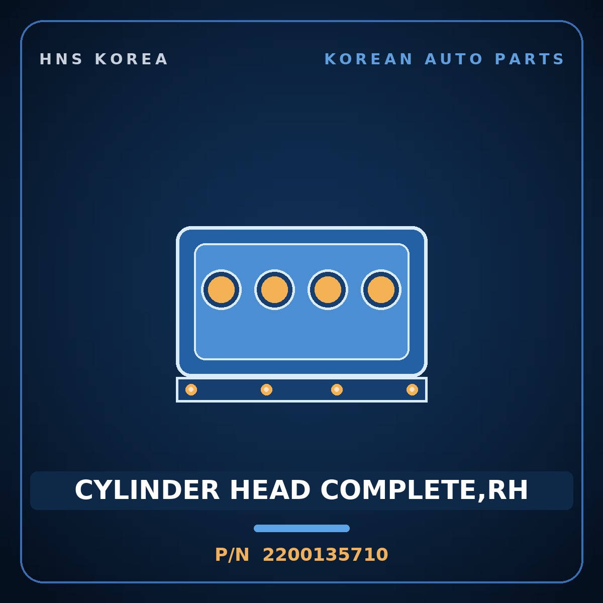 Genuine Mobis CYLINDER HEAD COMPLETE,RH 2200135710 for Dynasty 1992 HNS Parts Korea