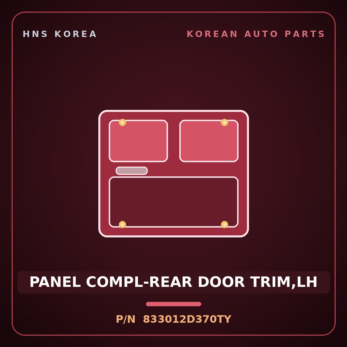 Genuine Mobis PANEL COMPL-REAR DOOR TRIM,LH 833012D370TY for Elantra 2000 HNS Parts Korea