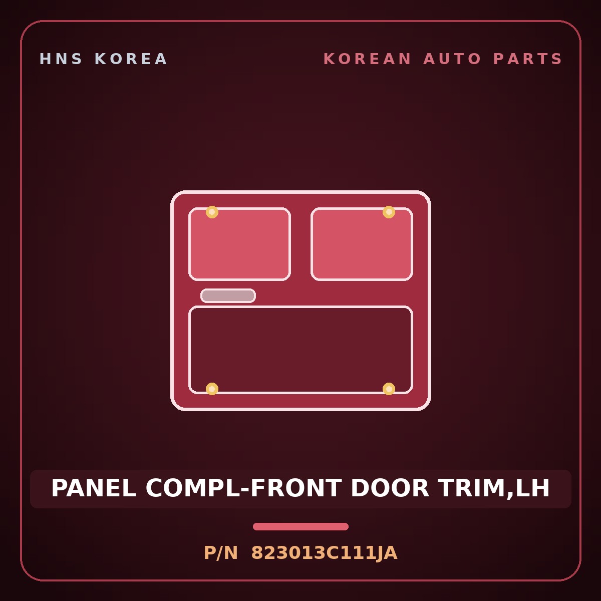 Genuine Mobis PANEL COMPL-FRONT DOOR TRIM,LH 823013C111JA for Optima 2000 HNS Parts Korea