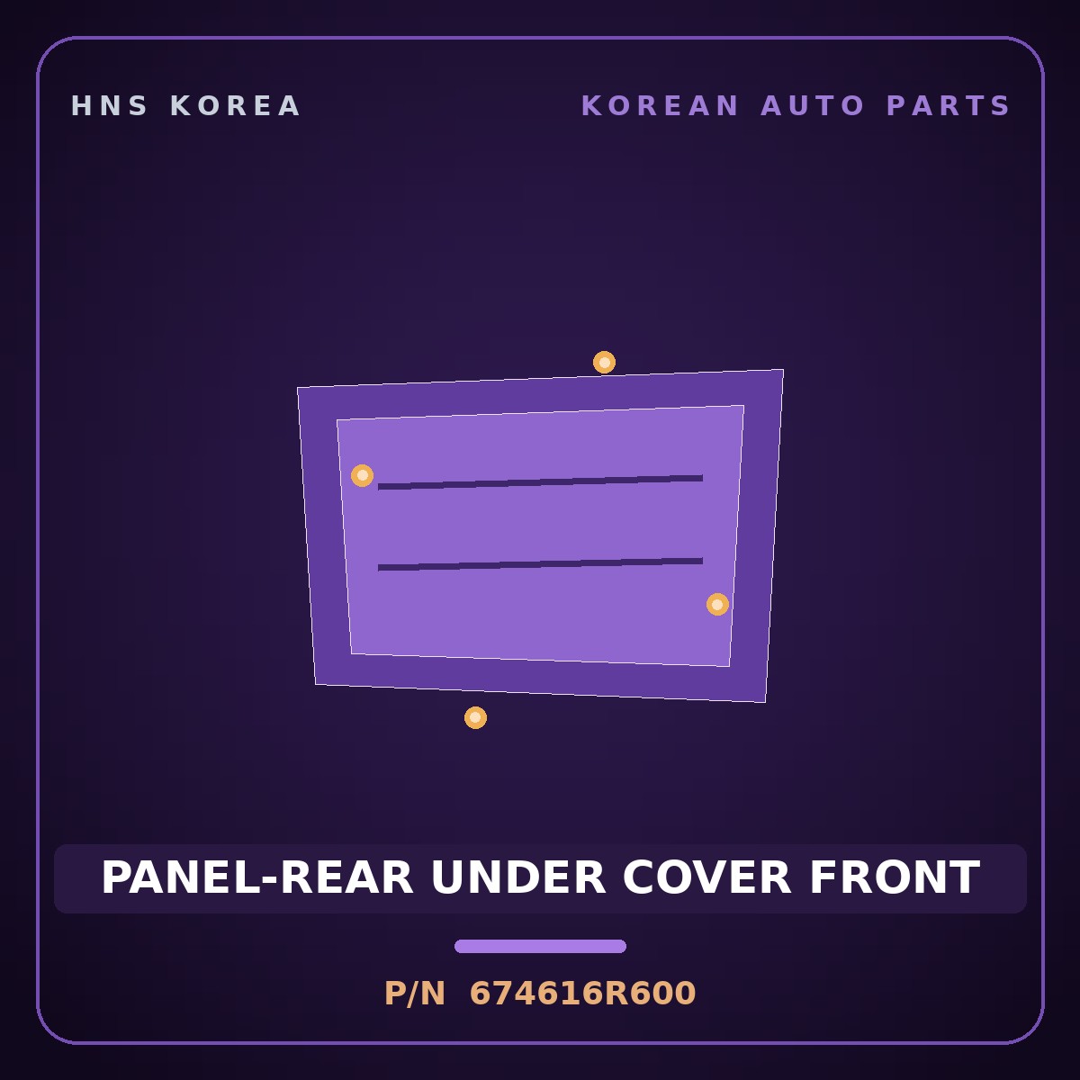 Genuine Mobis PANEL-REAR UNDER COVER FRONT 674616R600 for Global 900 2008 HNS Parts Korea