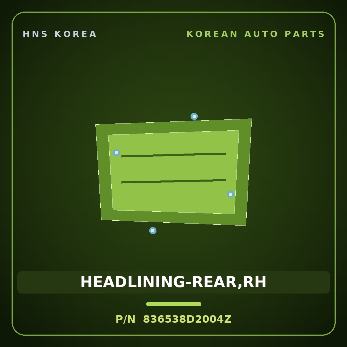Genuine Mobis HEADLINING-REAR,RH 836538D2004Z for Express 2006 HNS Parts Korea