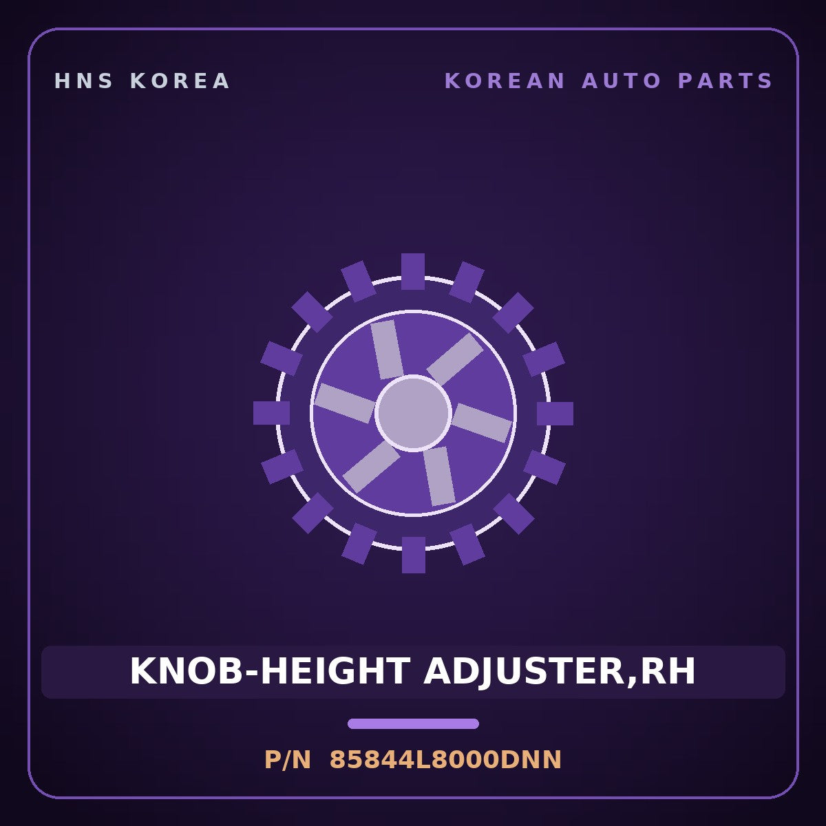 Genuine Mobis KNOB-HEIGHT ADJUSTER,RH 85844L8000DNN for K8 2022 HNS Parts Korea
