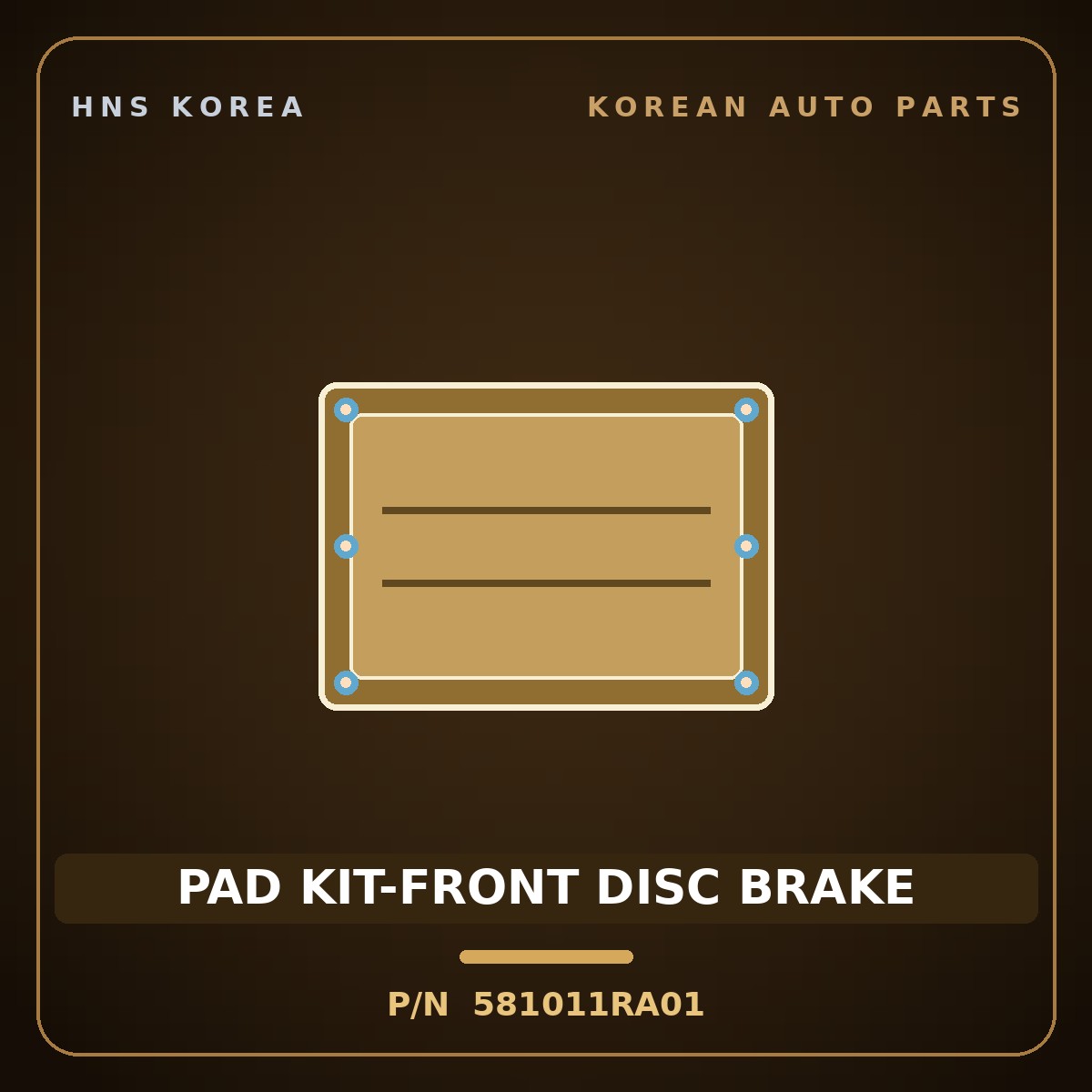 Genuine Mobis PAD KIT-FRONT DISC BRAKE 581011RA01 for Pride 2012 HNS Parts Korea