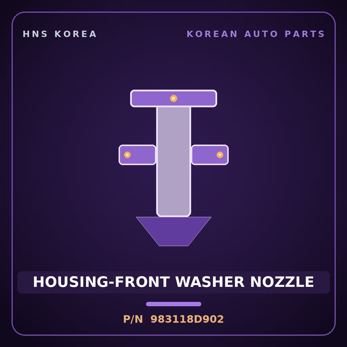 Genuine Mobis HOUSING-FRONT WASHER NOZZLE 983118D902 for Aero City 2006 HNS Parts Korea