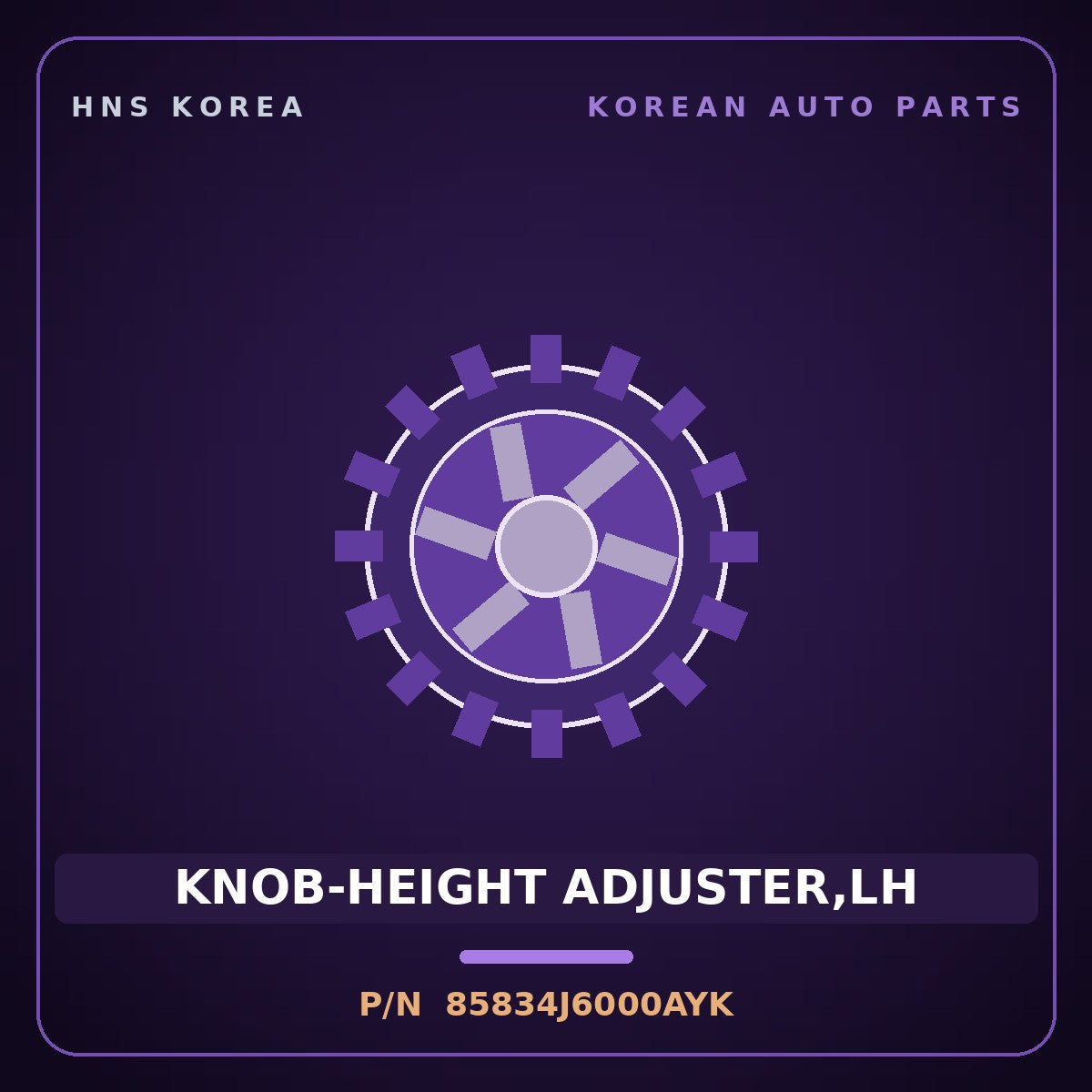 Genuine Mobis KNOB-HEIGHT ADJUSTER,LH 85834J6000AYK for K9 2018 HNS Parts Korea