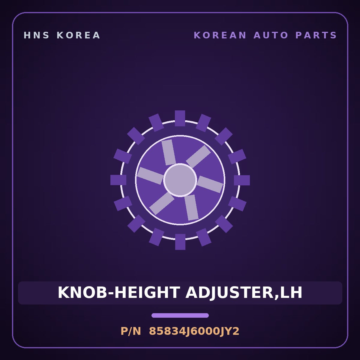 Genuine Mobis KNOB-HEIGHT ADJUSTER,LH 85834J6000JY2 for K9 2018 HNS Parts Korea