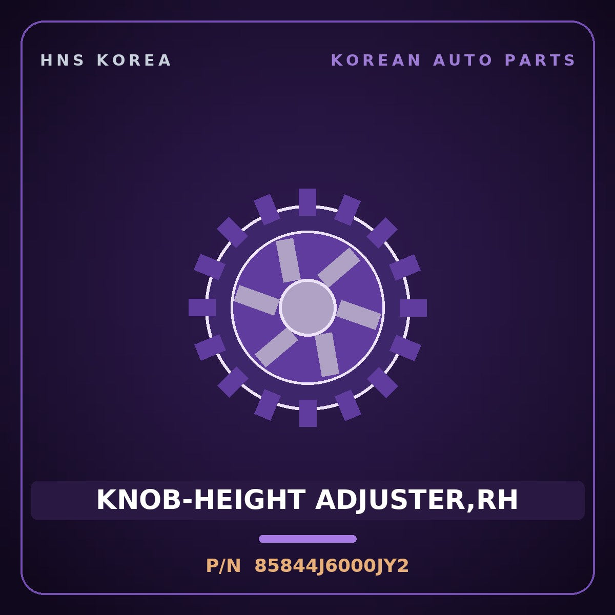 Genuine Mobis KNOB-HEIGHT ADJUSTER,RH 85844J6000JY2 for K9 2018 HNS Parts Korea